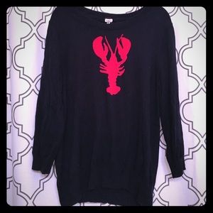 J. Crew Navy and Red Lobster Sweater XL