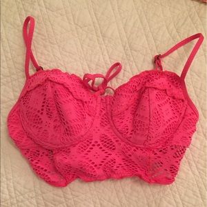 Super cute crochet pink bikini top.
