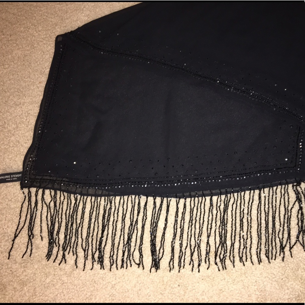 Valerie Stevens | Black Beaded Scarf Shawl