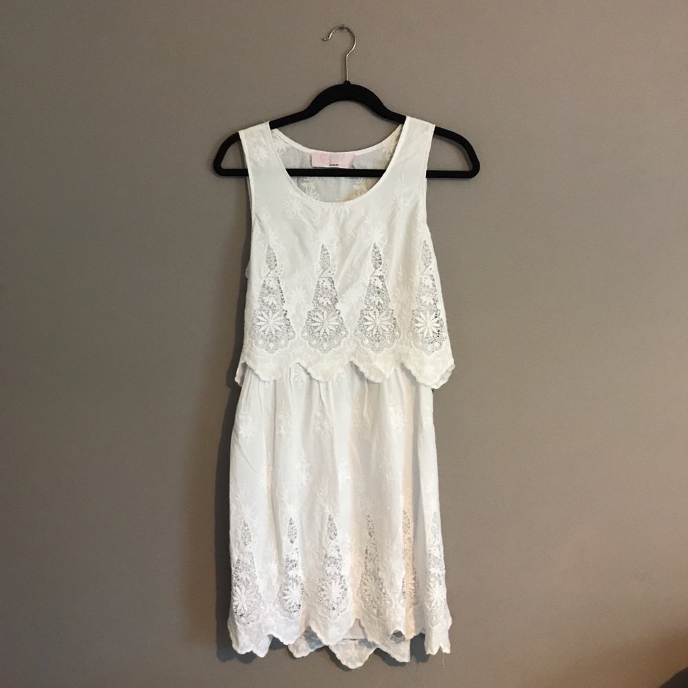 Crocheted Floral White Dress
