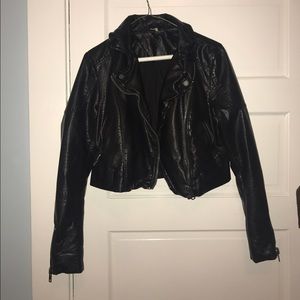 Free People cropped vegan leather jacket