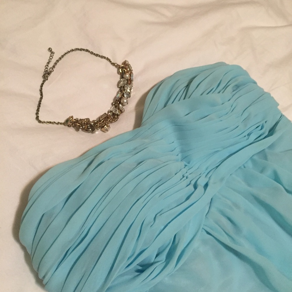 Baby Blue Strapless Bridesmaid Dress