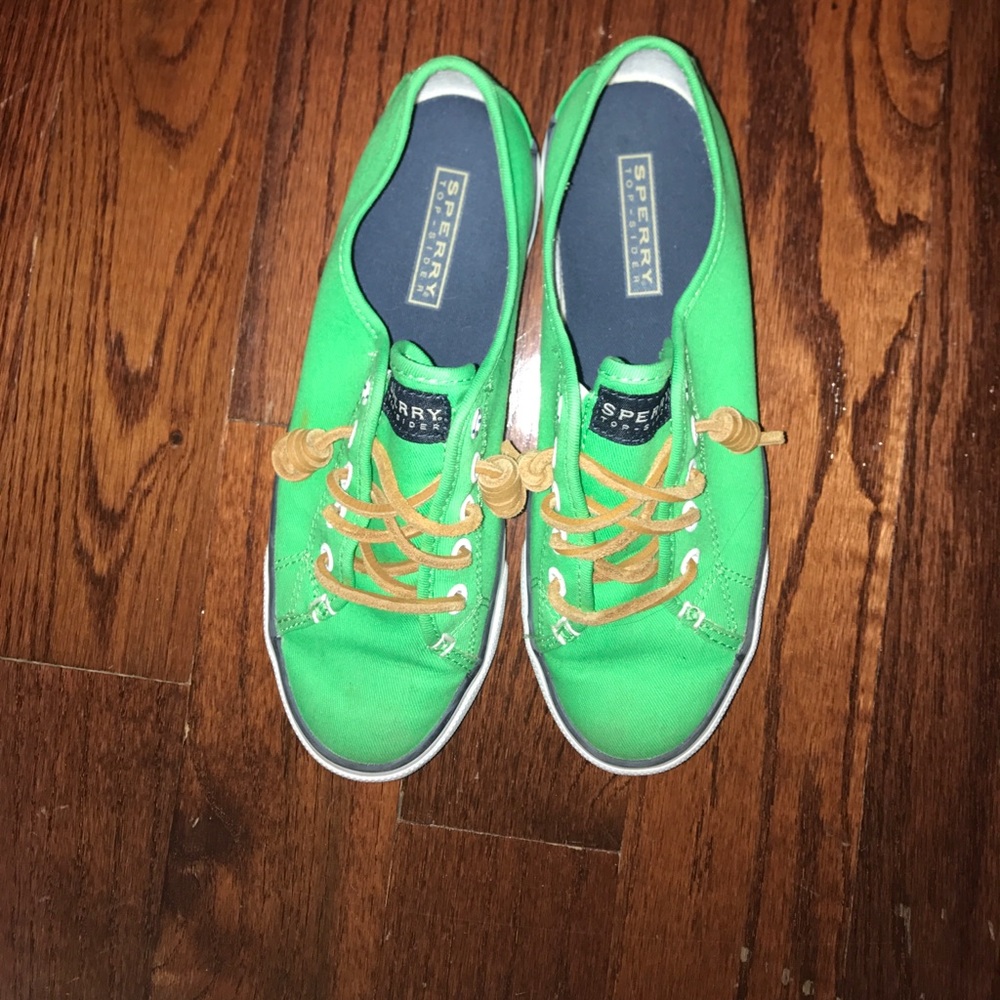 green sperry sneakers