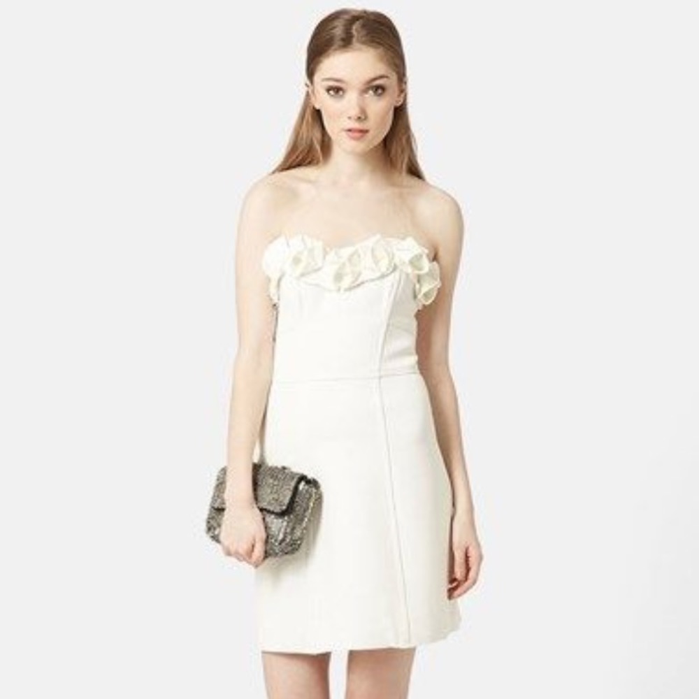 Topshop Strapless Bandeau Dress, Off White