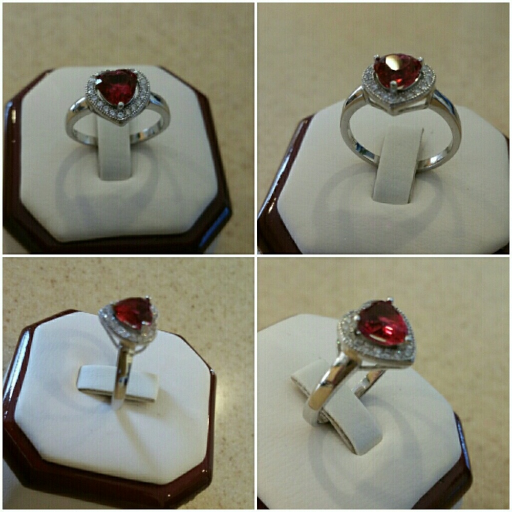 Genuine 2ct Ruby Heart Ring Size 7 - image 3