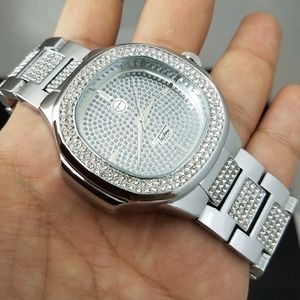 Hip hop white gold plated lab diamond Luxury watch