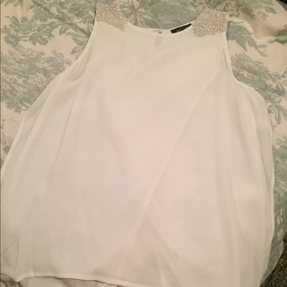 ASTR White Beaded Tank