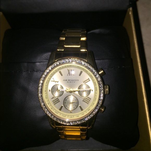 Women\'s akribos xxiv champagne gold with diamond