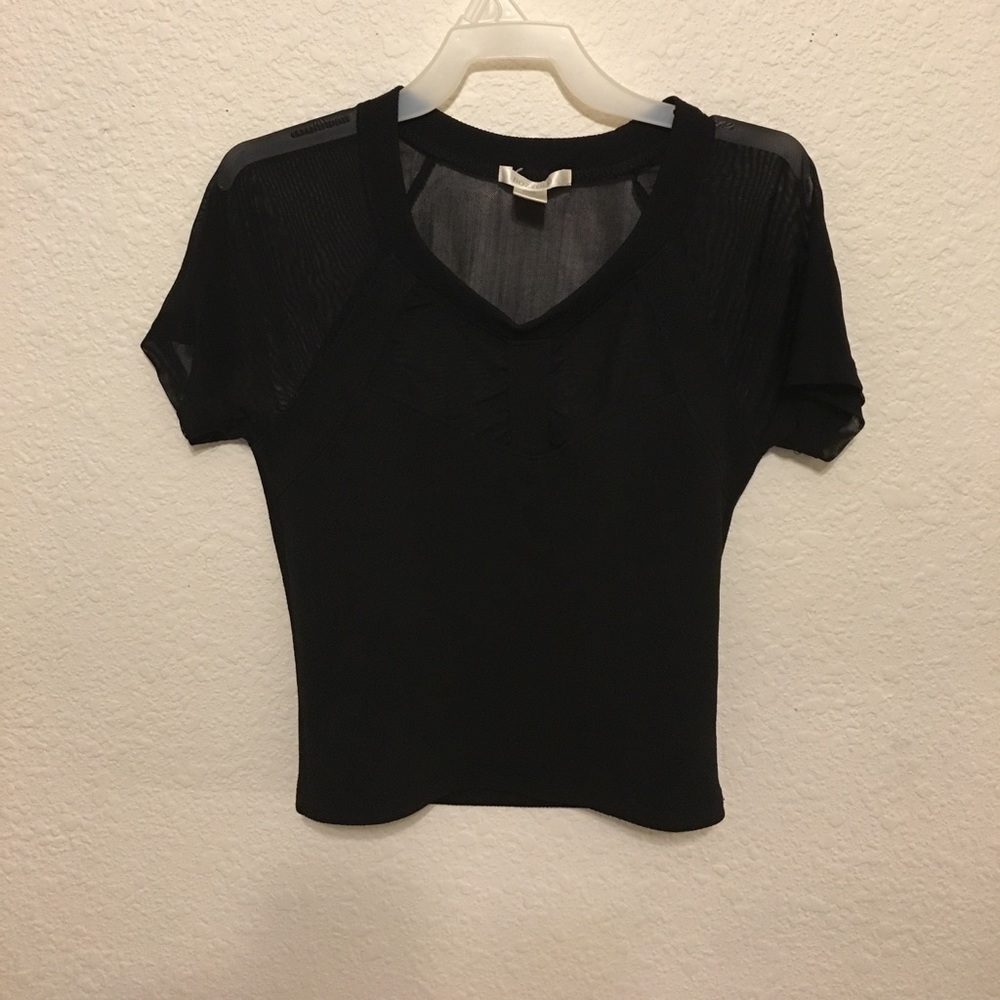 A Black Mesh Crop Top