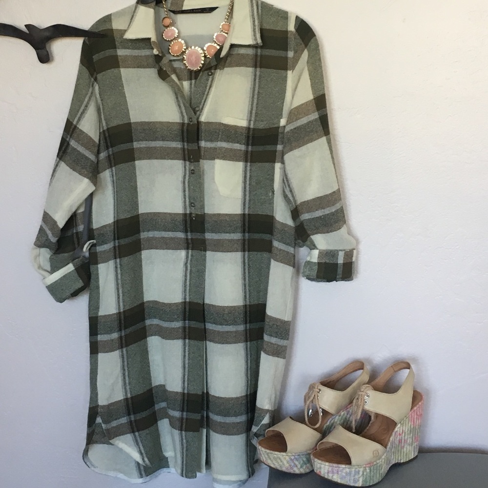 Zara flannel shirt dress