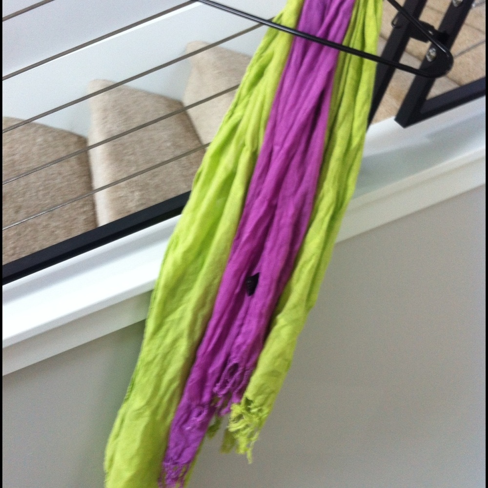 Purple and green scarves