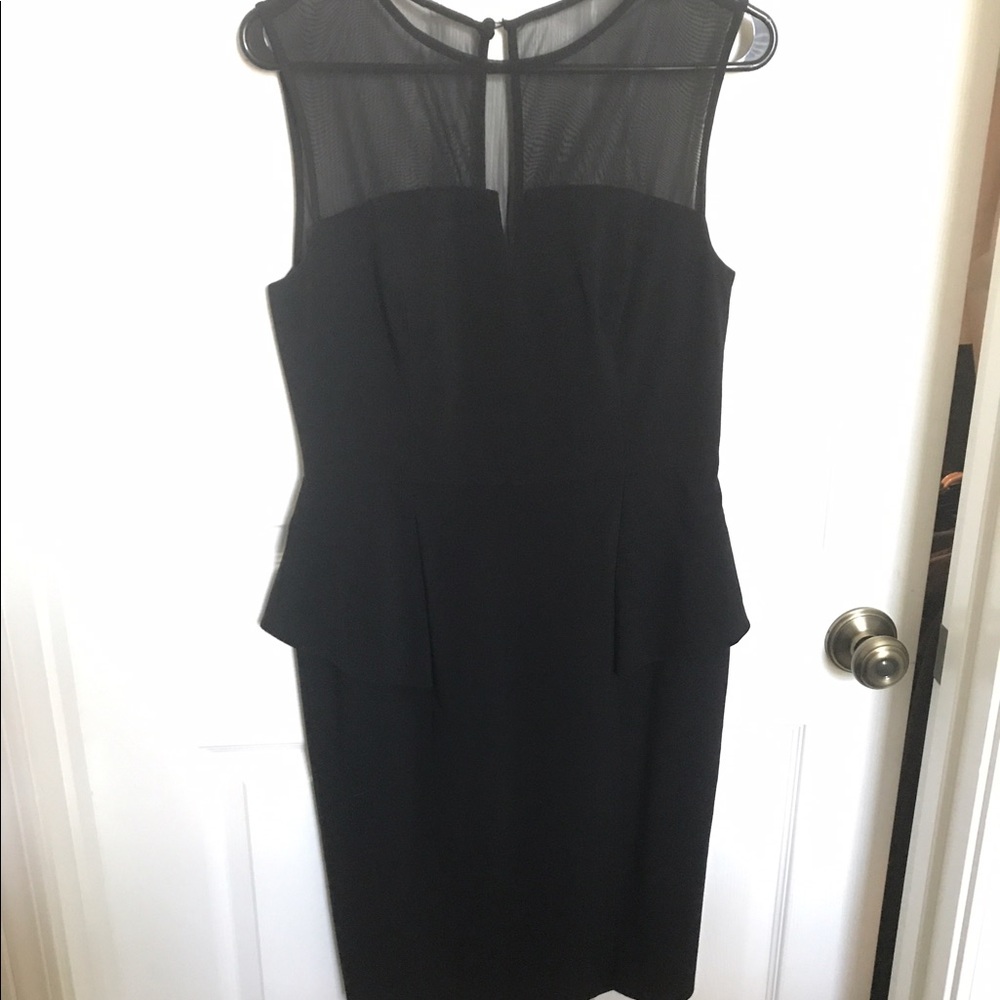 Black sheer panel peplum dress