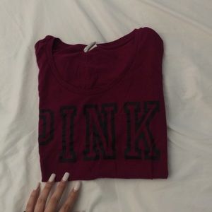 maroon pink t shirt