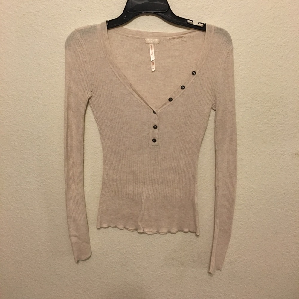 A Button Up Cream Aeropostale Long Sleeve