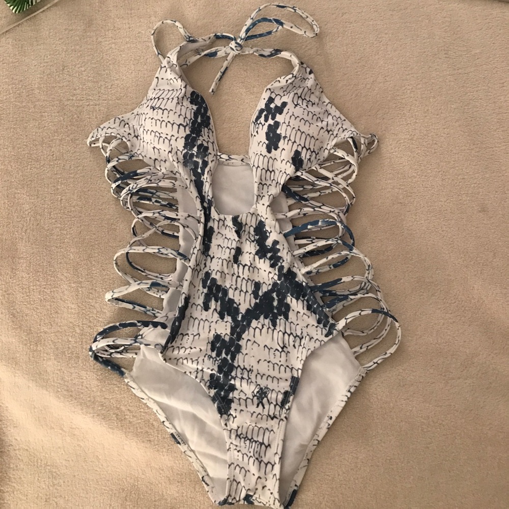 Snake Skin Print Cut Out One Piece