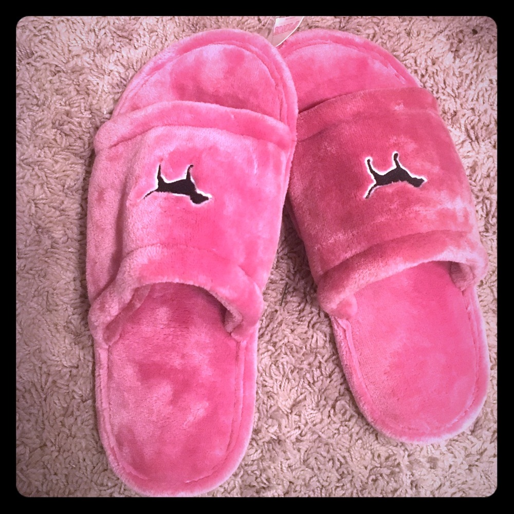 VS PINK Velvet Pink Slippers