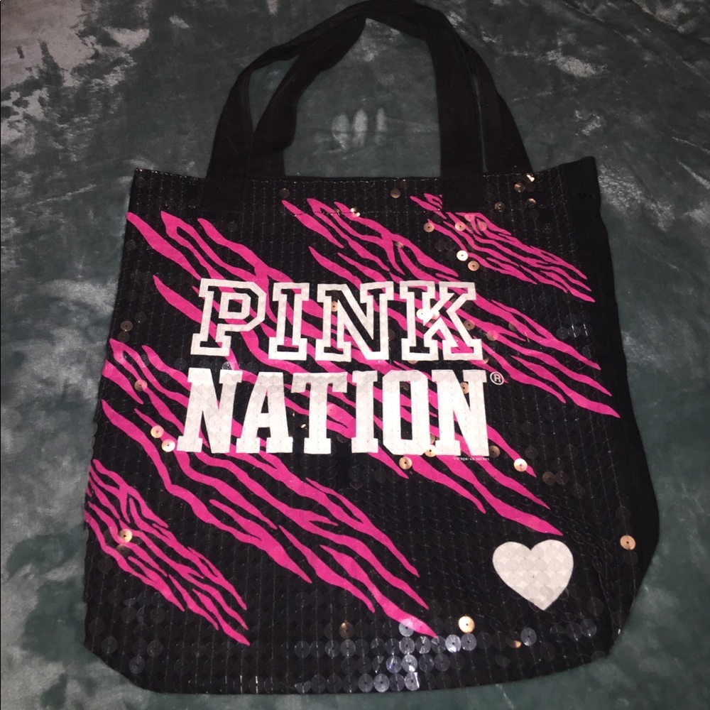 VS PINK Nation Canvas Sequined Bag
