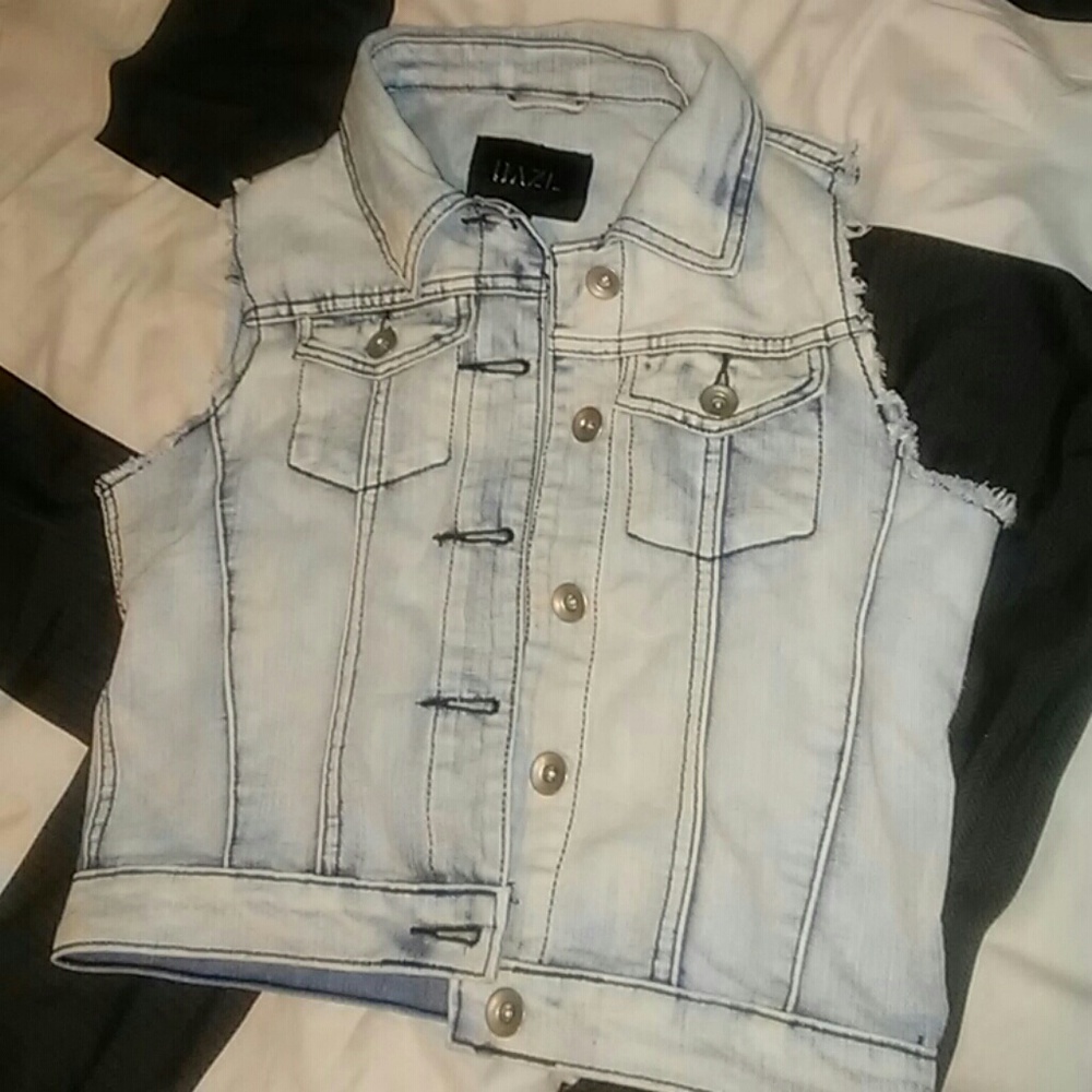 Bleached denim vest
