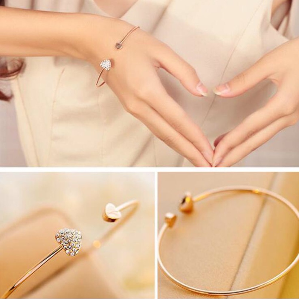 Dainty pave heart bracelet