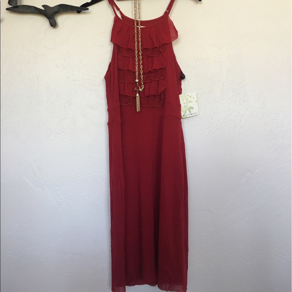 NWT Weston West red ruffle dress