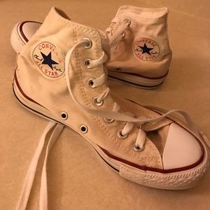 Off white high top converse chuck taylors size 6.5