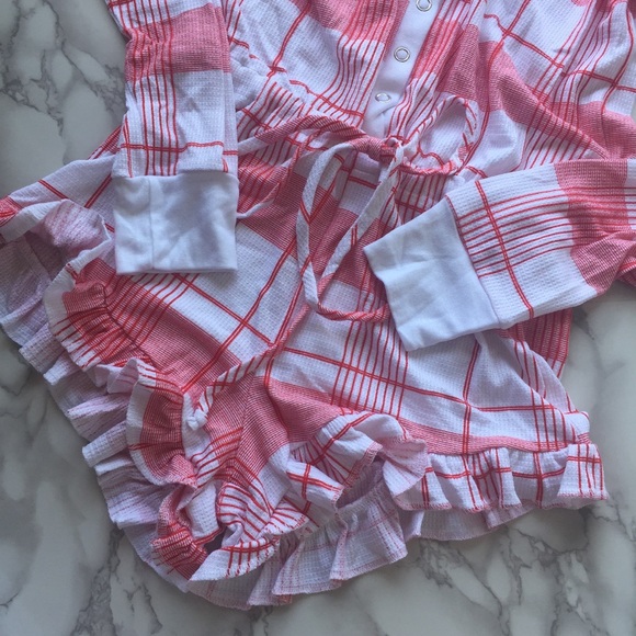 WILDFOX red plaid pajama romper - Picture 3 of 7