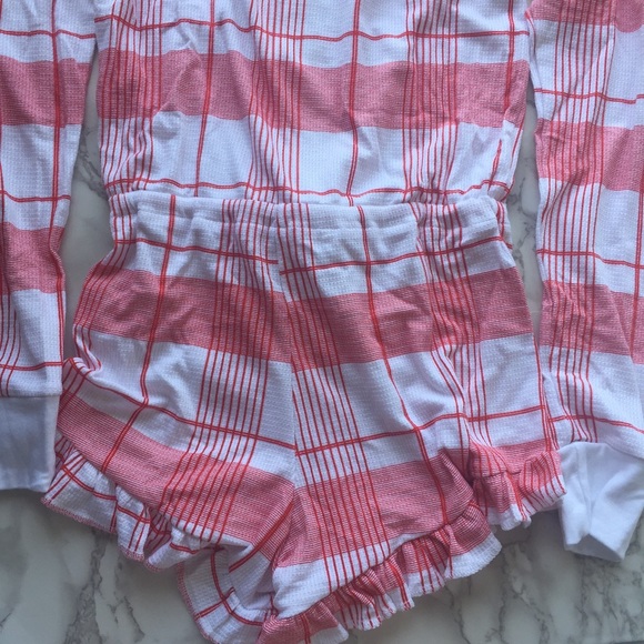 WILDFOX red plaid pajama romper - Picture 5 of 7