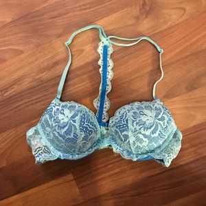 Blue lace bra