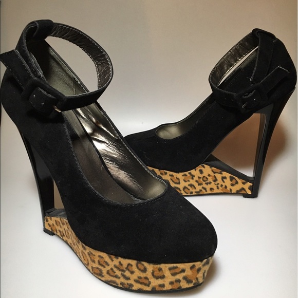 Black & Leopard FRH Heels Sz 6.5 - Picture 4 of 5