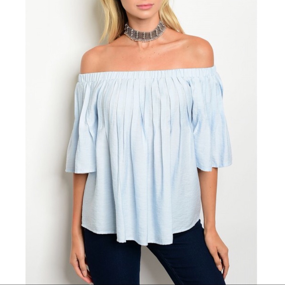 SKYLAR Off Shoulder Top - SKY BLUE - Picture 3 of 3