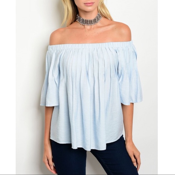 SKYLAR Off Shoulder Top - SKY BLUE - Picture 3 of 3