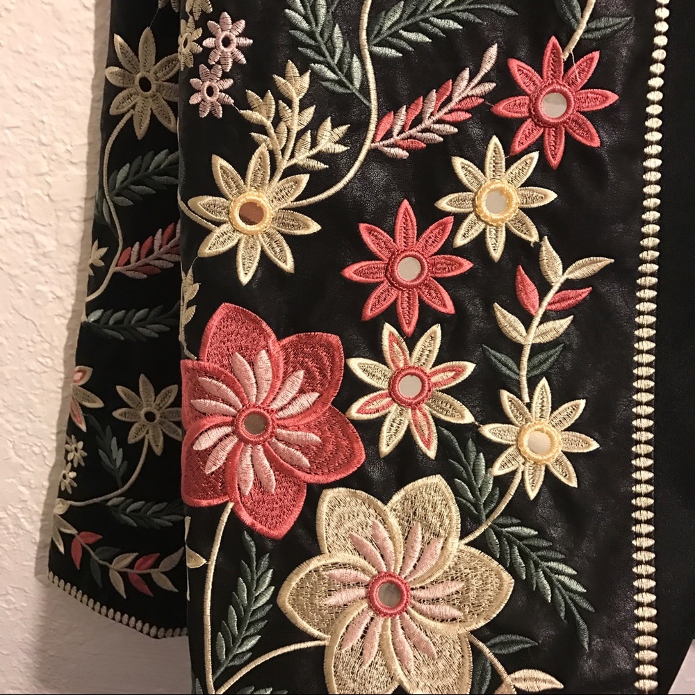Spanish Embroidered Faux Leather Jacket