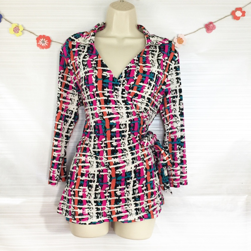 Ann Taylor Multicolored Wrap Blouse