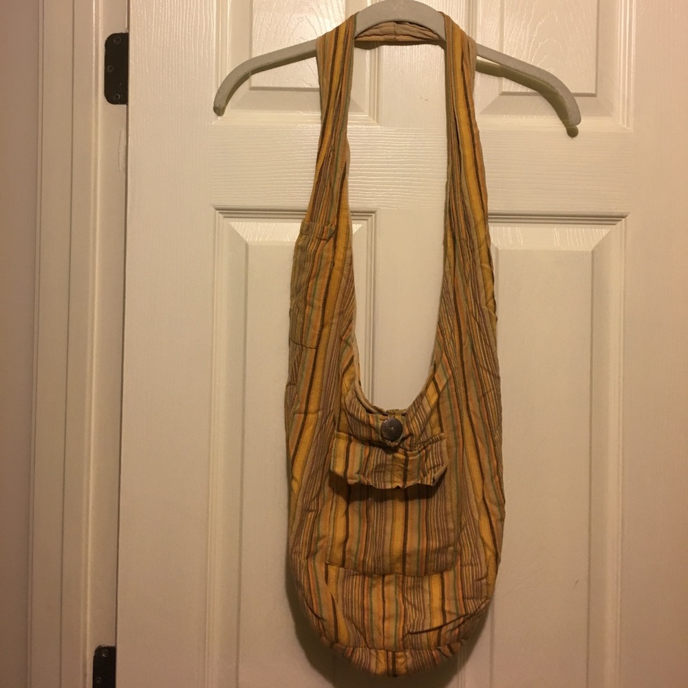 Yellow Comfy Cotton Striped Crossbody Bag
