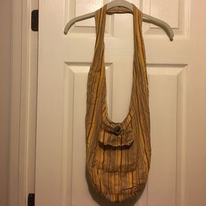 Yellow Comfy Cotton Striped Crossbody Bag