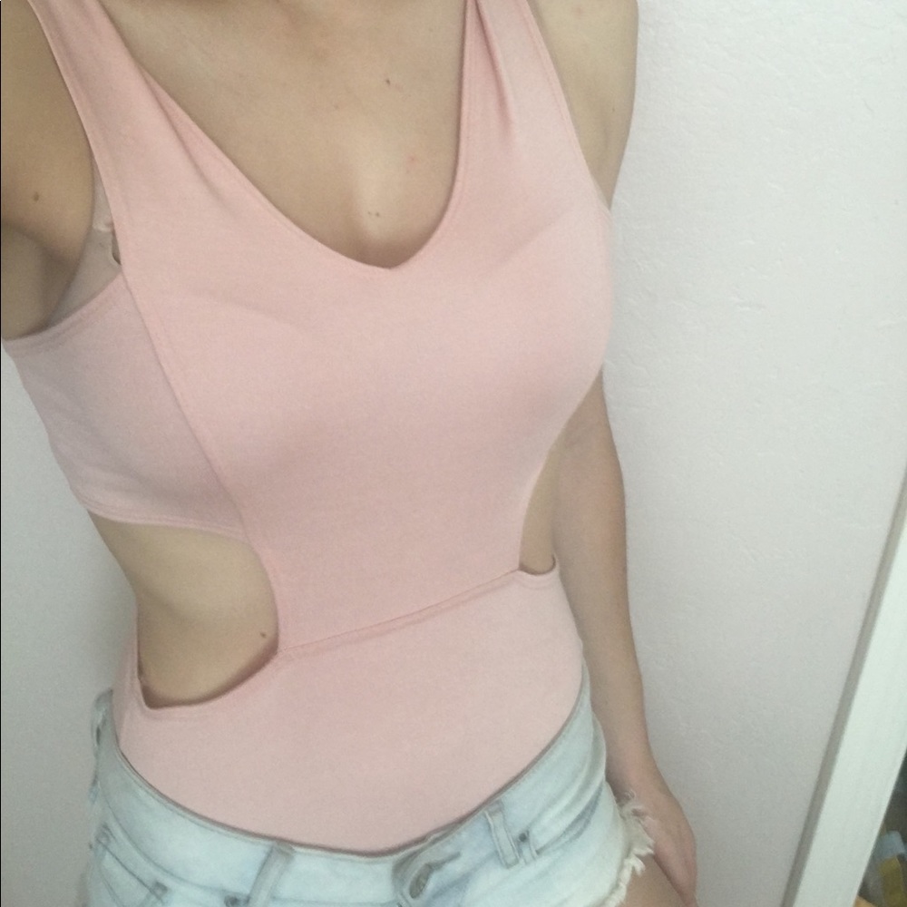 Light pink cutout body suit