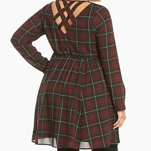 Torrid size 4 Long sleeve plaid dress