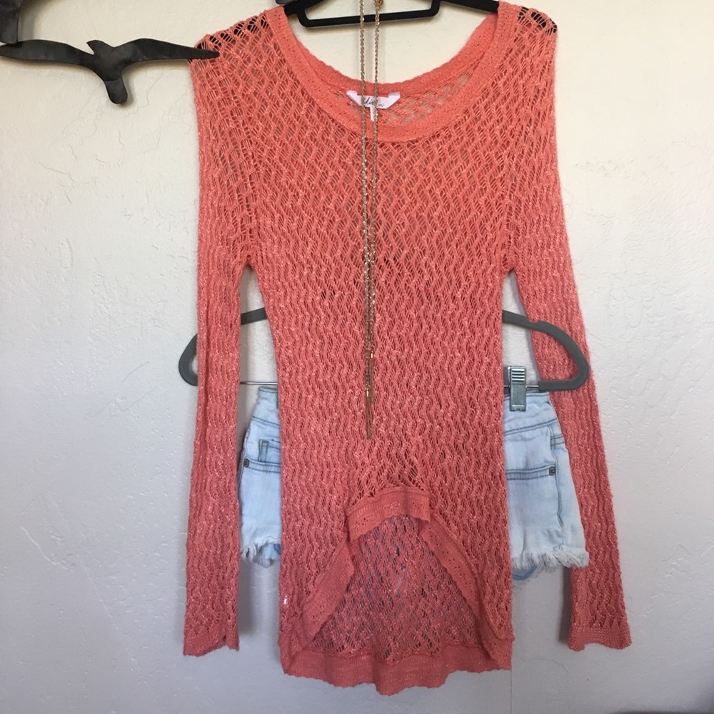 Kirra PacSun lacey coral sweater