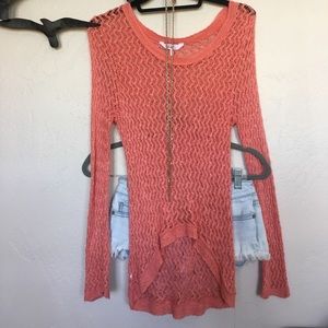 Kirra PacSun lacey coral sweater