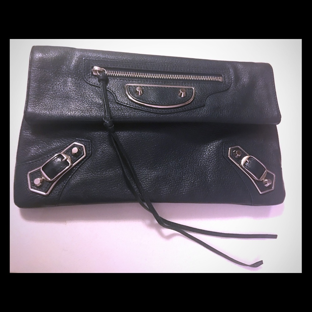 Balenciaga envelope leather clutch