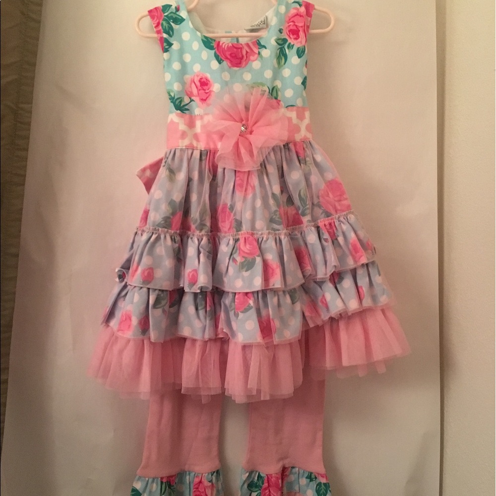 Floral Dress and Capri Leggings Set