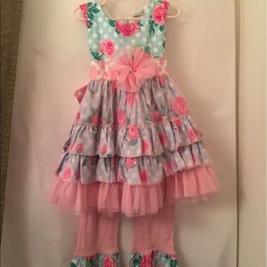 Floral Dress and Capri Leggings Set