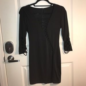 Black Lace up Nasty Gal bodycon dress