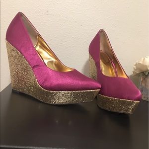 Purple gold glitter platforms