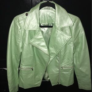 Mint green leather jacket