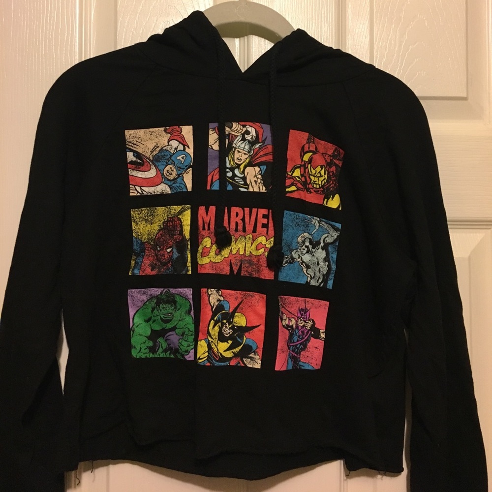 Marvel Comics Cropped Long Sleeve Hoodie