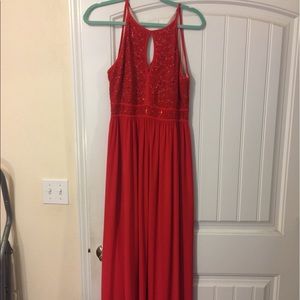 Red floorlength gown