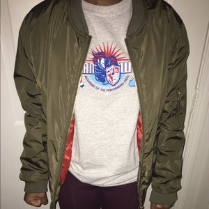 olive green bomber jacket
