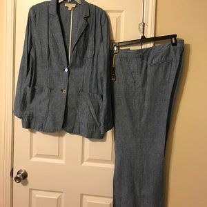 Michael Kors denim linen pants suit