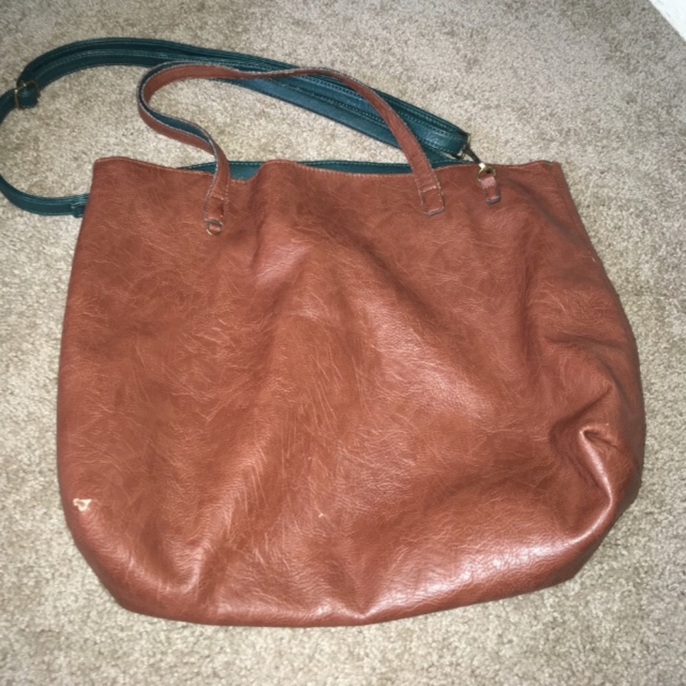 Green And Brown Reversible Tote Bag